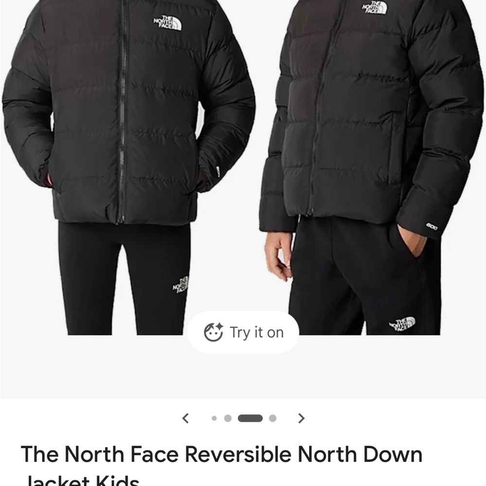 The North Face youth puffer jacket. Black. Large (12) - Picture 3 of 5